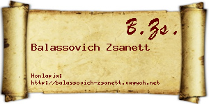 Balassovich Zsanett névjegykártya